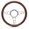 15 in. Racer Steering Wheel - Clear Anodized Spokes, Woodgrain Grip - image 1