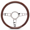 15 in. Racer Steering Wheel - Clear Coat Spokes, Woodgrain Grip - image 1