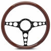 15 in. Racer Steering Wheel - Matte Black Spokes, Woodgrain Grip - image 1
