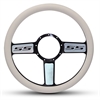 15 in. SS Logo Steering Wheel - Black Spokes with Machined Highlights, White Grip - image 1