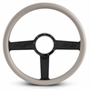 15 in. SS Logo Steering Wheel - Gloss Black Spokes, Grey Grip - image 1