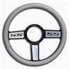 15 in. SS Logo Steering Wheel - Black Spokes with Machined Highlights, Grey Grip - image 1