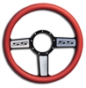 15 in. SS Logo Steering Wheel - Black Spokes with Machined Highlights, Red Grip - image 1