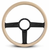 15 in. SS Logo Steering Wheel - Gloss Black Spokes, Tan Grip - image 1