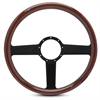15 in. SS Logo Steering Wheel - Matte Black Spokes, Woodgrain Grip - image 1