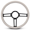 15 in. Launch Steering Wheel - Gloss Black Spokes, White Grip - image 1