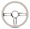 15 in. Launch Steering Wheel - Chrome Plated Spokes, White Grip - image 1