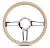 15 in. Launch Steering Wheel -  Chrome Plated Spokes, Tan Grip - image 1