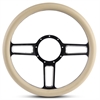 15 in. Launch Steering Wheel -  Black Spokes with Machined Highlights, Tan Grip - image 1