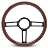 15 in. Launch Steering Wheel -  Gloss Black Spokes, Woodgrain Grip - image 1