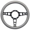 13 1/2 in. Racer Billet Steering Wheel Black Spokes Grey Grip - image 1