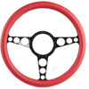 13 1/2 in. Racer Billet Steering Wheel Matte Black Spokes Red Grip - image 1
