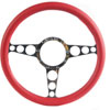 13 1/2 in. Racer Billet Steering Wheel Polished Spokes Red Grip - image 1