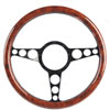 13 1/2 in. Racer Billet Steering Wheel Black Spokes Wood Grip - image 1