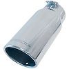 Stainless Steel Exhaust Tip 5 in. Outlet x 4 in. Inlet x 12 in. Length Rolled Edge Angle Cut Logo Etched Clamp On - image 1