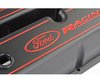 Die-Cast Aluminum Tall Valve Covers for Small Block Ford 289-302-351W in Black Crinkle Finish with Red Ford Racing Emblem - image 2