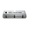 Die-Cast Aluminum Tall Valve Covers for Small Block Ford 289-302-351W in Polished Finish with Ford Mustang Emblem