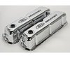 Stamped Steel Tall Valve Covers for Small Block Ford 289-302-351W in Chrome Finish with Black Ford Racing Emblem - image 2
