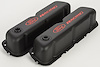 Stamped Steel Tall Valve Covers for Small Block Ford 289-302-351W in Black Crinkle Finish with Red Ford Racing Emblem - image 1