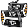 880223 Luxx-Series LED Projector Headlights for 2007-2014 Chevy Silverado 1500/2500/3500 - Jet Black