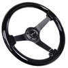 RST-036BK-BK Deep Dish Wood Grain 350 mm Steering Wheel (Black Woodgrain w/Black Spokes) - image 2