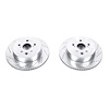 Power Stop drilled and slotted rotors give you the advantages of both drilled holes for cooling and