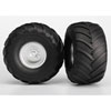 Tires & wheels assembled glued Monster Jam replica satin chrome wheels Monster Jam replica tires foam inserts 2 electric rear 2 - image 1