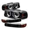 Projector Headlights Bulbs Included Pair W/Bumper Lights Black - image 1
