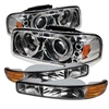 Projector Headlights; Bulbs Included; Pair; W/Bumper Lights; Chrome; - image 1