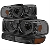 Projector Headlights Bulbs Included Pair W/Bumper Lights Smoke - image 1