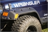 This 4-piece All Terrain 4.75 inch fender flare kit from Rugged Ridge fits 97-06 Jeep Wranglers. - image 1