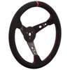 15" Aluminum Steering Wheel Black suede grip with red stitching - image 2