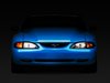 49050 Axial Series Cobra Style Headlights for 1994-1998 Ford Mustang, Black Housing [Clear Lens] - image 2