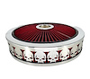 750040 Air Filter Assembly, Blingz Beauty Bandz, Skullz Grill Insert, 14 in. x 3 in. Red Filter Element, Bright Chrome Lip - image 1
