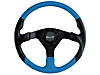 Corsa GT Steering Wheel Black Perforated and Blue Solid Leather Grip 3-Spoke - Black - image 1