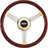Gold Banjo Style Steering Wheel Mahogany Wood Grip - image 1