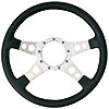 LeMans Steering Wheel Black Hand Stitched Leather Grained Vinyl Grip - image 1