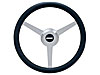 Lakester Billet Steering Wheel Solid 3-spoke Black leather grip - image 1