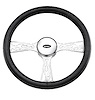 Flame Heritage Collection Steering Wheel Black Leather Wheel Trim 14-3/4" Diameter - image 1