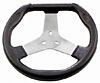 Kart Model "D" Shaped Steering Wheel Black Molded Polyurethane Grip 3-Spoke - Silver 11-3/4" Diameter 1-3/8" Dish - image 1