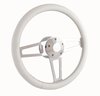 1911W Billet T Series White Wrapped Polished Spoke Steering Wheel w/Chevrolet Logo & Install Kit - image 2