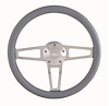 1912-1G Billet T Series Polished Steering Wheel with Ford Logo and Install Kit [14 in., Gray Grip] - image 1