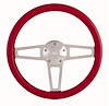 1912-1R Billet T Series Red Wrapped Polished Spoke Steering Wheel w/Ford Logo & Install Kit - image 1