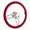 1912-1R Billet T Series Red Wrapped Polished Spoke Steering Wheel w/Ford Logo & Install Kit - image 2
