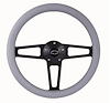 1916G Billet T Series Gray Wrapped Black Spoke Steering Wheel w/Chevrolet Logo & Install Kit - image 1