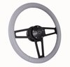 1916G Billet T Series Gray Wrapped Black Spoke Steering Wheel w/Chevrolet Logo & Install Kit - image 2