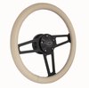 1916T Billet T Series Tan Wrapped Black Spoke Steering Wheel w/Chevrolet Logo & Install Kit - image 2