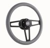 1918G Billet T Series Gray Wrapped Black Spoke Steering Wheel w/Ford Logo & Install Kit - image 2