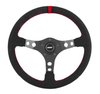 Racing Steering Wheel [Black Suede w/Red Stitching and Top Marker, Black] - image 3