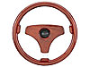 Elegant Steering Wheel Dark Hand Rubbed Mahogany Spoke Cover & Grip 3-Spoke - Polished Aluminum 14" Dia., 3" Dish - image 1